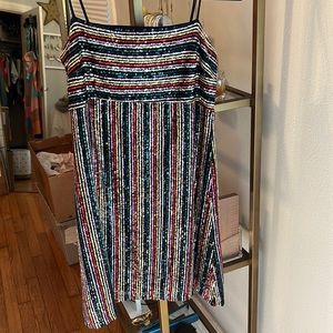 Rainbow sequence mini dress